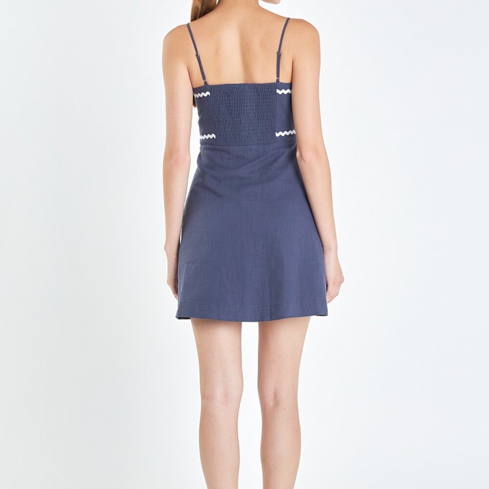 NWT English Factory Linen Mini Dress w/ Ric Rac Trim - Picture 2 of 3